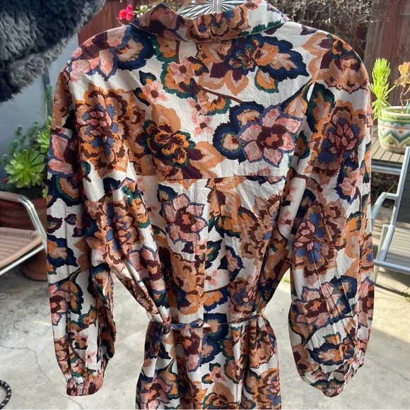 Cleobella floral block print cotton poplin shirt dress 14 - Picture 7 of 16